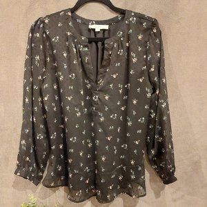 LOFT  Peplum floral print blouse M